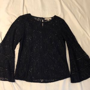 Loft- fun lace detail shirt- Navy
